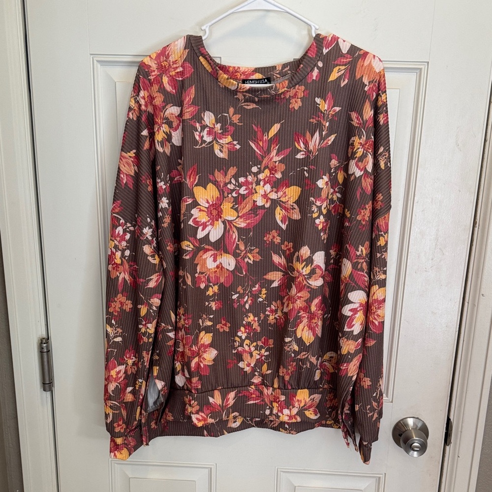 HEIMISH USA Floral Sweatshirt - Brown and Pink
